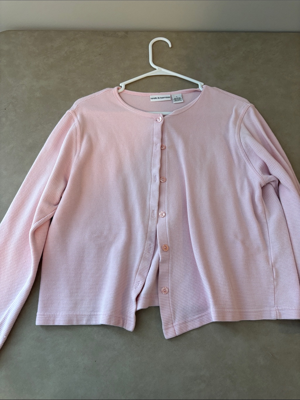 Croft & Barrow Light Pink Ribbed Button Cardigan